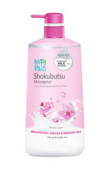Крем-гель для душа Shokubutsu Monogatari Brightening Sakura & Hokkaido Milk Shower Cream, 500 мл