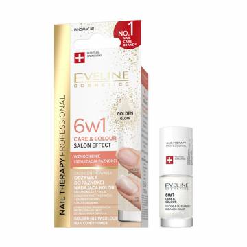 Лак-кондиционер для ногтей 6 в 1 Eveline Cosmetics Nail Therapy Professional Care & Colour Nail Conditioner, Golden Glow, 5 мл Лак-кондиционер для ногтей 6 в 1 Eveline Cosmetics Nail Therapy Professional Care & Colour Nail Conditioner, Golden Glow, 5 мл