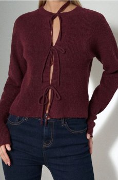 Кофта на зав’язках із домішкою вовни - бордовий