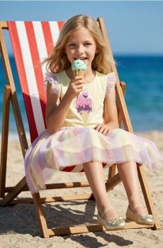 Бавовняна сукня з тюлевою спідницею - різнобарвний