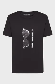 Женская черная футболка SUNGLASSES Черный XS Karl Lagerfeld A1W17122