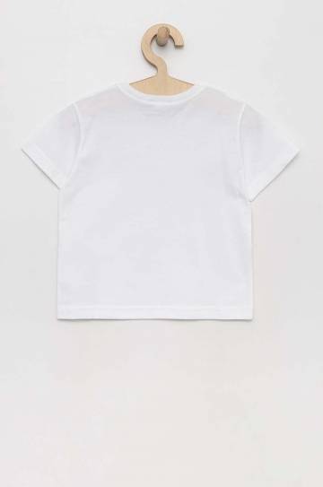 Детская хлопковая футболка United Colors of Benetton цвет белый однотонная Детская хлопковая футболка United Colors of Benetton цвет белый однотонная