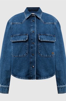 Синяя джинсовая рубашка с вышивкой монограммы