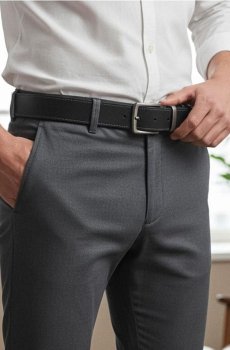 Ремінь зі штучної шкіри - чорний