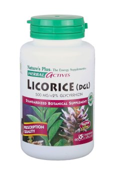 Лакрица NaturesPlus Herbal Actives Licorice (DGL) 500 мг, 60 капсул