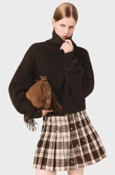 Женский коричневый шерстяной свитер Коричневый 38 MAJE MFPPU00950_Dark brown