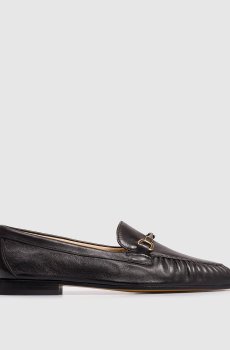 Черные кожаные лоферы с логотипом