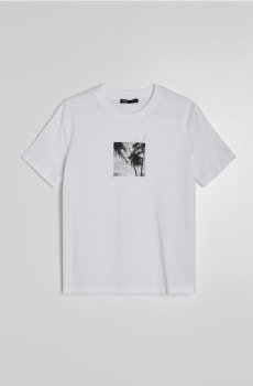 Бавовняна футболка з літнім принтом - білий