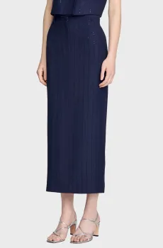 Женская темно-синяя юбка в полоску Синий 34 Sandro SFPJU01717_Dark Navy
