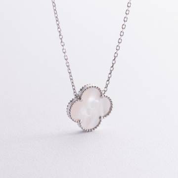 Серебряное колье "Клевер" (перламутр) 181324 Серебряное колье "Клевер" (перламутр) 181324