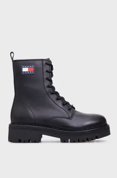 Женские черные кожаные ботинки TJW URBAN LACE UP BOOT Черный 37 Tommy Jeans EN0EN02628