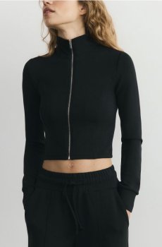 Reserved - Кофта на блискавці з модалу - чорний - 797HS-99X