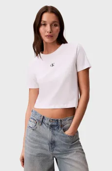 Женская белая футболка LOGO CROPPED Белый XS Calvin Klein Jeans LV047AB213