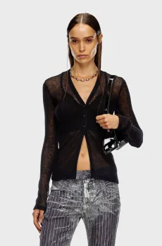 Женский черный шерстяной кардиган M-ARINA Черный S Diesel A14311 0SKAX