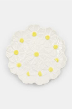 Декоративна тарілка з мотивом ромашок - білий