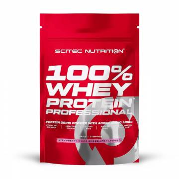 Протеин Scitec Nutrition 100% Whey Protein Professional Клубника и белый шоколад, в порошке, 1 кг Протеин Scitec Nutrition 100% Whey Protein Professional Клубника и белый шоколад, в порошке, 1 кг