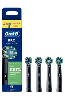 Сменные насадки для электрической зубной щетки Oral-B Pro Cross Action Black, 4 шт