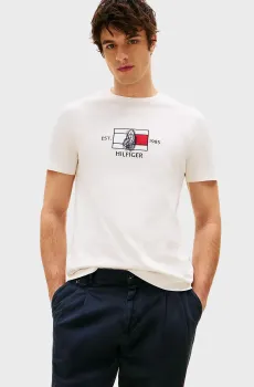 Мужская белая футболка HILFIGER FLAG SAILING Белый S Tommy Hilfiger MW0MW38628