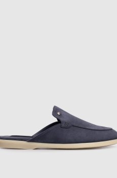 Синие замшевые мюли