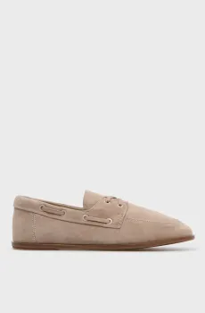 Женские бежевые замшевые топсайдеры ESS Бежевый 37 Calvin Klein HW0HW03290