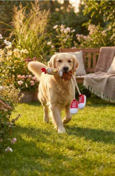 Іграшка для собаки з пищалкою у формі курки в кедах - різнобарвний