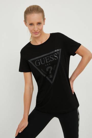 Хлопковая футболка Guess цвет чёрный Хлопковая футболка Guess цвет чёрный