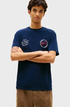 Мужская темно-синяя футболка CIRCLE Синий XL Tommy Jeans DM0DM22535