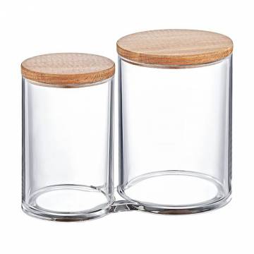 Набор цилиндрических банок Boxup с деревянной крышкой, прозрачный, 15.5*8*11 см, 2 шт (FT-215)