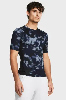 Мужская футболка UA HG Armour Printed SS Синий S Under Armour 1383321-410