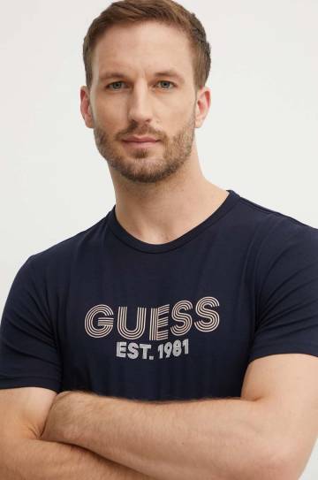 Футболка Guess мужской цвет синий с принтом M4YI30 J1314 Футболка Guess мужской цвет синий с принтом M4YI30 J1314