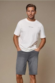 Джинсові шорти з ефектом виварювання - сірий