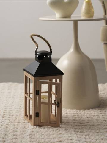 Деревяний ліхтар - бежевий