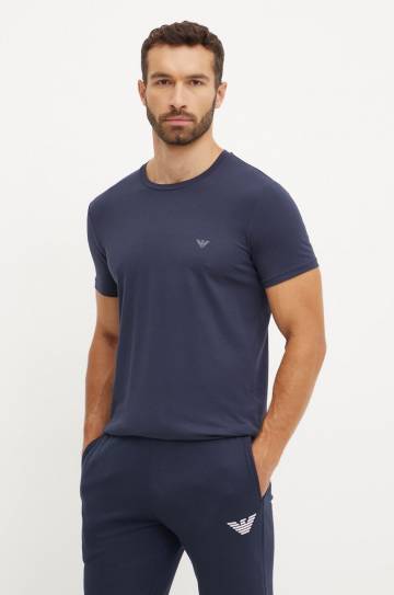 Футболка лаунж Emporio Armani Underwear 2 шт цвет синий однотонная 111267 4F720 Футболка лаунж Emporio Armani Underwear 2 шт цвет синий однотонная 111267 4F720