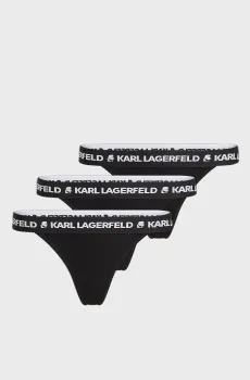 Женские черные трусики (3 шт) LOGO BRAZILIAN Черный L Karl Lagerfeld 246W2114