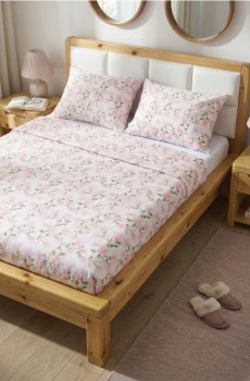 Комплект постільної білизни з квітами - рожевий