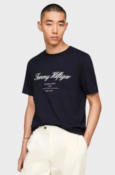 Мужская темно-синяя футболка SCRIPT LOGO Синий M Tommy Hilfiger MW0MW33691