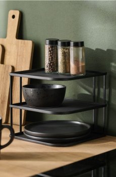 Металева сітчаста полиця 3-рівнева - чорний