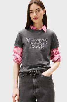 Женская черная футболка REG VARSITY Черный XS Tommy Jeans DW0DW21966