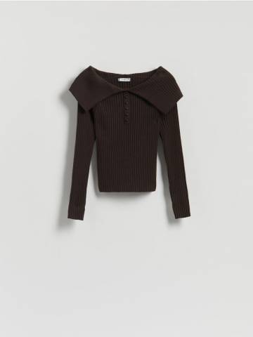 Reserved - Светр з відкладним коміром - коричневий - 229GV-88X