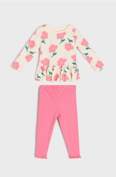 Комплект із блузи та штанів - кремовий