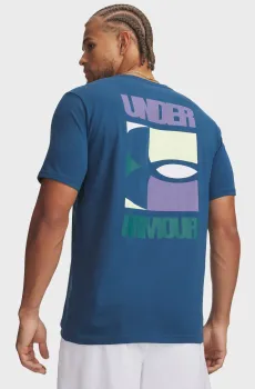 Мужская синяя футболка UA M BLOCK LOGO SS-BLU Синий S Under Armour 6009250-498