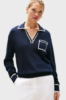 Женское темно-синее поло LYOCELL SILK Синий S Tommy Hilfiger WW0WW45483