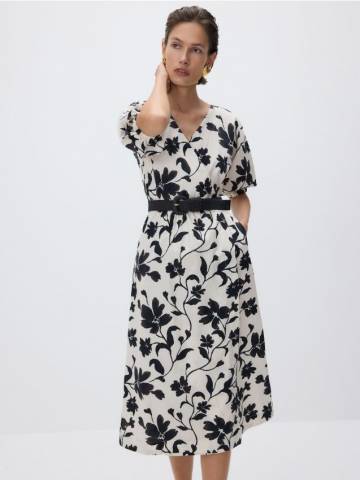 Reserved - Сукня міді з ременем - різнобарвний - 135GN-MLC