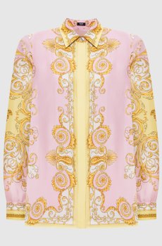 Розовая блуза из шелка в принт Spring Barocco