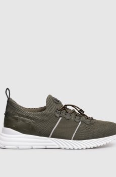 Кроссовки цвета хаки с кожей крокодила