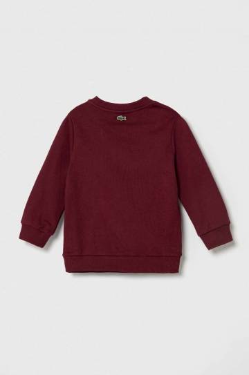Детская хлопковая кофта Lacoste цвет бордовый с принтом Детская хлопковая кофта Lacoste цвет бордовый с принтом