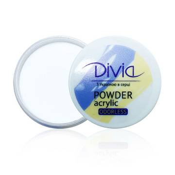 Акриловая пудра для ногтей Divia Acrylic Powder Odorless без запаха, AO14 White, 18 г Акриловая пудра для ногтей Divia Acrylic Powder Odorless без запаха, AO14 White, 18 г