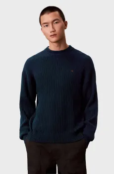 Мужской темно-синий джемпер VERTICAL TEXTURE Синий L Calvin Klein Jeans LV04RD314G