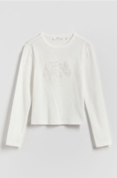 Reserved - Футболка з рельєфною аплікацією - кремовий - 838HT-01X