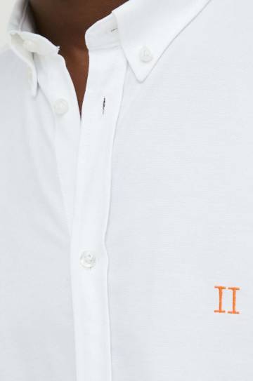 Хлопковая рубашка Les Deux мужская цвет белый regular воротник button-down Хлопковая рубашка Les Deux мужская цвет белый regular воротник button-down